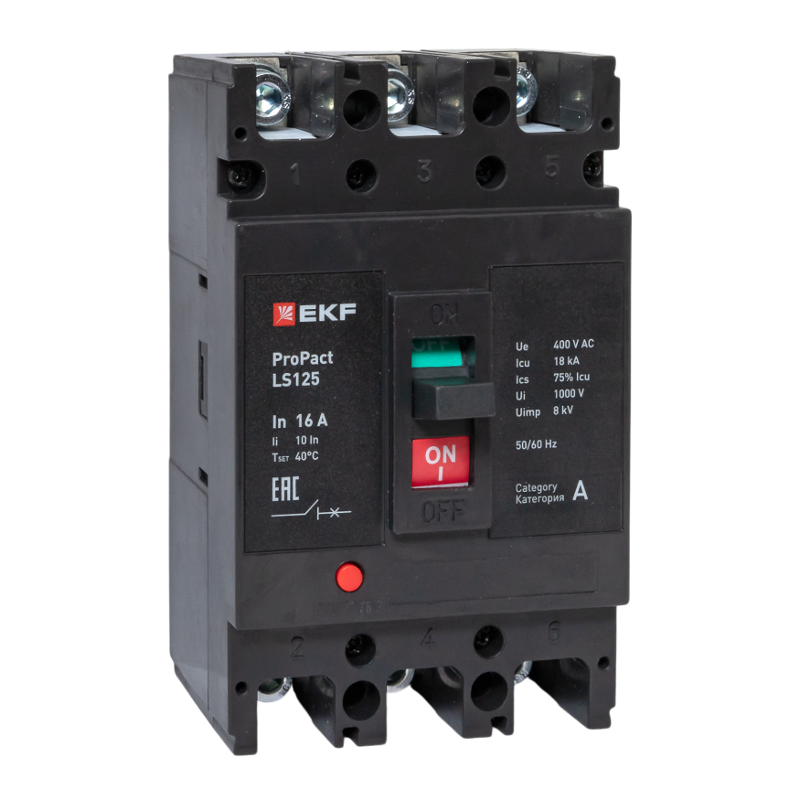 Выключатель автоматический LS125 18кА 3P 16А ProPact | mccb-125-18-3-16-ls | EKF — EKF