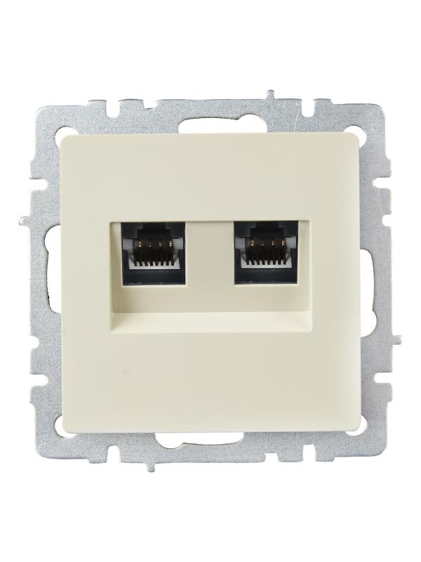 BRITE Розетка компьютерная 2-ая RJ45 кат.5E РК10-2-БрКр бежевый  | BR-K20-1-K10 | IEK — миниатюра 2
