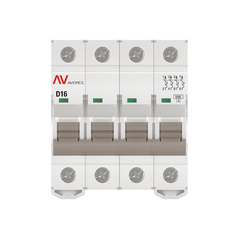 Выключатель автоматический четырехполюсный AV-6 16А D 6кА AVERES | mcb6-4-16D-av | EKF — миниатюра 6