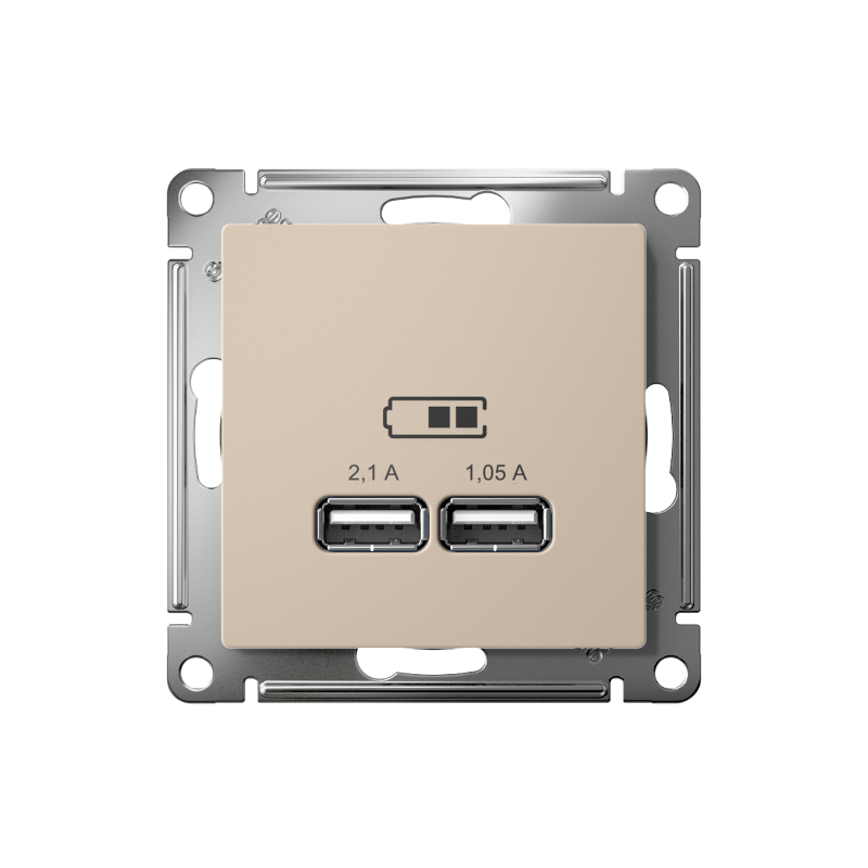 AtlasDesign Песочный USB Розетка A+A, 5В/2,1 А, 2х5В/1,05 А, механизм | ATN001233 | SE — миниатюра 2