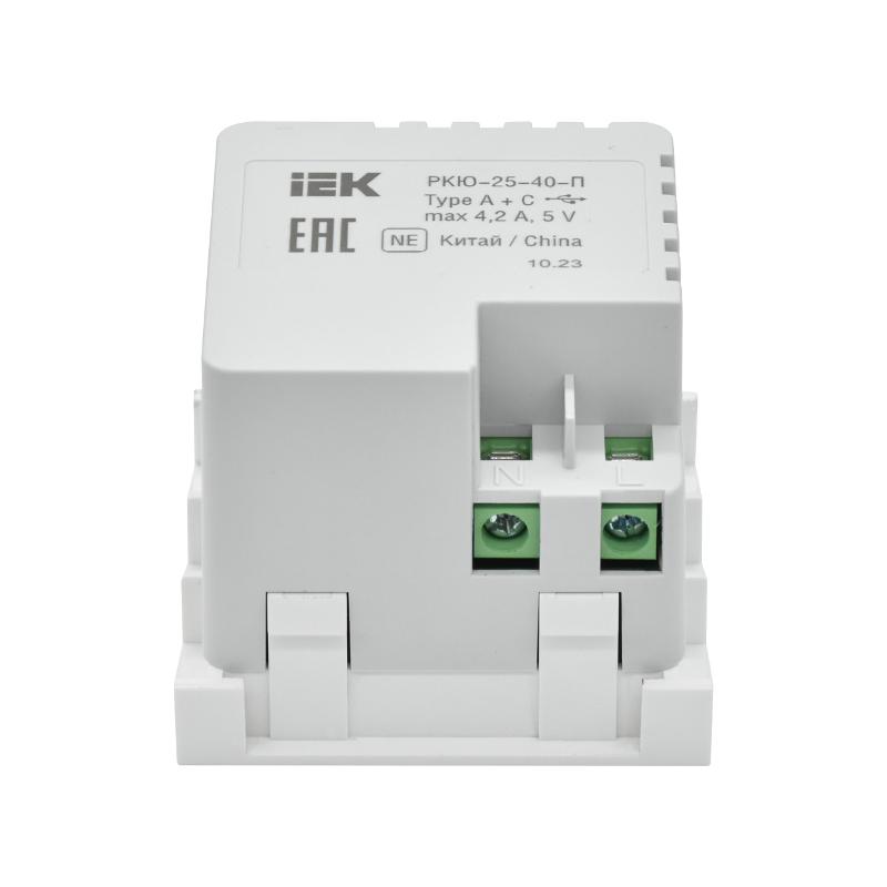 PRIMER РКЮ-25-40-П Розетка USB A+C 4,2А (2 мод.) бел. | PR-KK40D-RU-0-2-AC-K01 | IEK — миниатюра 5