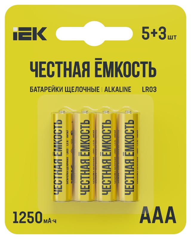 Батарейка щелоч. Alkaline LR03/AAA (5+3шт/блистер) ПРОМО | ABT-LR03-OP-L05-03 | IEK — IEK (ИЭК)