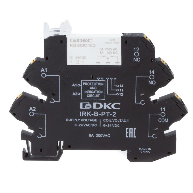 Реле интерфейсное, 1CO, ком. ток 6А, AgSnO2, напряжение 24V AC/DC, push-in клеммы. | IRK-24UC-1CO-PT | DKC — DKC (ДКС)