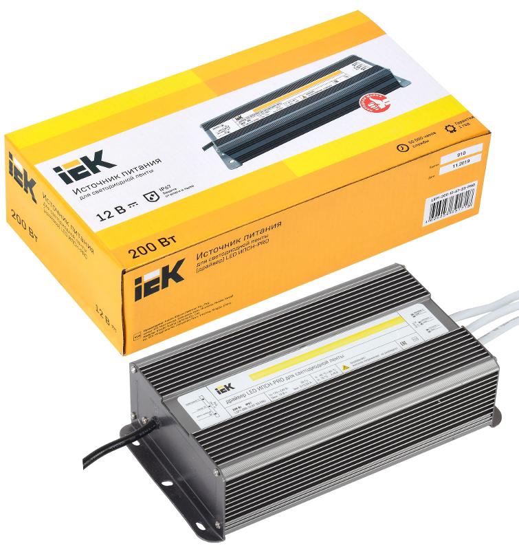 Драйвер для светодиодных лент LED ИПСН-PRO 200Вт 12В IP67 блок-шнуры | LSP1-200-12-67-33-PRO | IEK — миниатюра 3