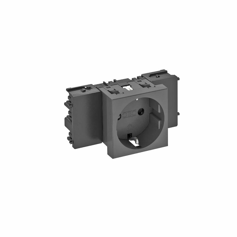 Розетка одинарная 0° Modul45connect с з/к, 250 В, 16A (черный) (STD-D0C SWGR1) | 6120350 | OBO Bettermann — OBO Bettermann