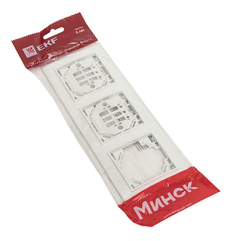 Минск Рамка 3-местная горизонтальная белая EKF  Basic | ERM-G-303-10 | EKF — миниатюра 6