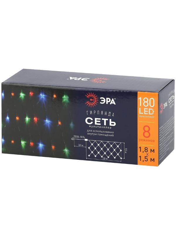Гирлянда светодиодная  Сеть 1,8 м*1,5 м мультиколор, мультирежим,  ENIS-01M  , 220V, IP20 (60/540) | Б0041901 | ЭРА — миниатюра 2