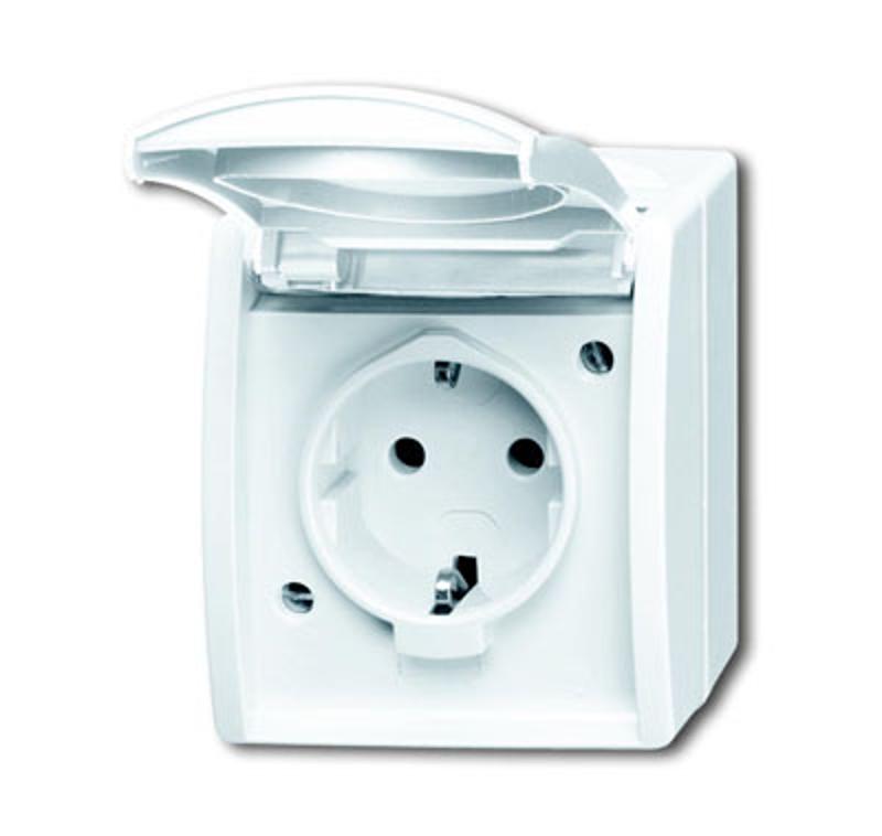 Розетка SCHUKO 16А 250В IP44 для открытого монтажа, с полем для надписи, серия ocean, цвет альпийский белый | 2083-0-0831  | 2CKA002083A0831 | ABB — ABB