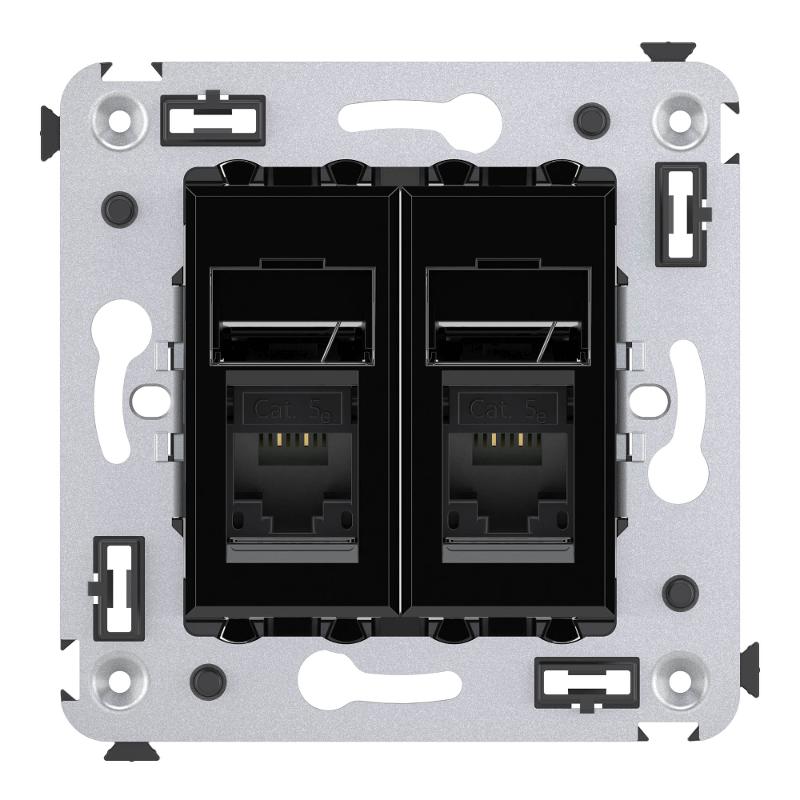 Розетка RJ-45 в стену, 5e двойная, Avanti, "Черный квадрат" | 4402464 | DKC — миниатюра 2