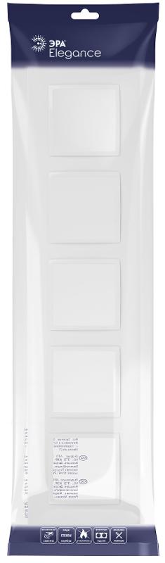Рамка для розеток и выключателей Elegance 14-5015-01 Classic, на 5 постов, белый | Б0060591 | ЭРА — миниатюра 2