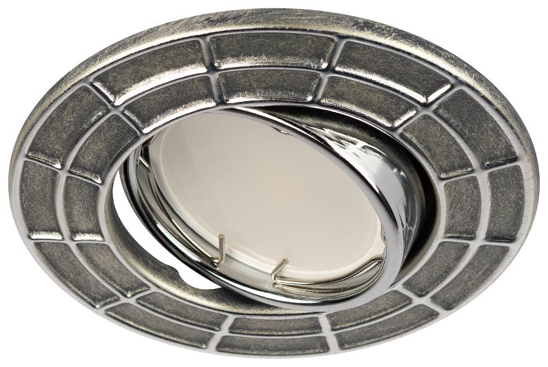 Светильник встраиваемый ST+E1660:E17967A CH/SS штампованный поворотный MR16,12V/220V, 50W сатин серебро/хром | Б0036493 | ЭРА — миниатюра 1