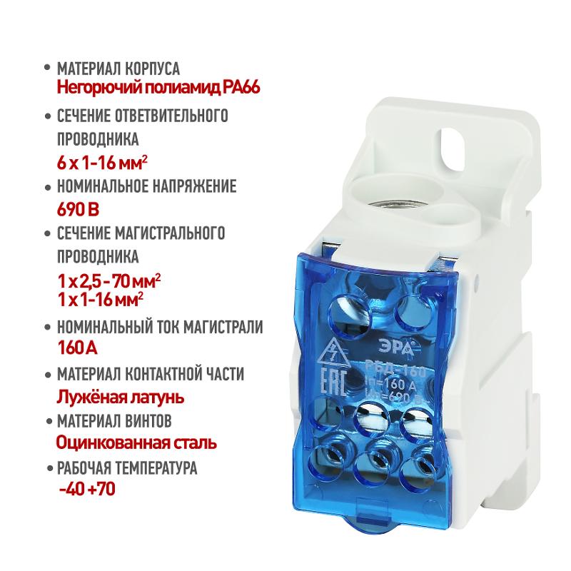Распределительный блок на DIN-рейку NO-122-41 РБД-160А — миниатюра 4