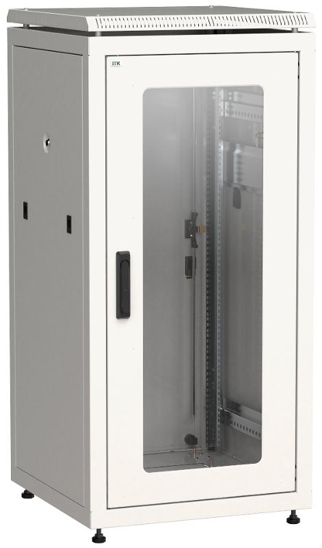 Шкаф сетевой 19" LINEA N 28U 600х600 мм стеклянная передняя дверь, задняя металлическая серый | LN35-28U66-GM | ITK — ITK