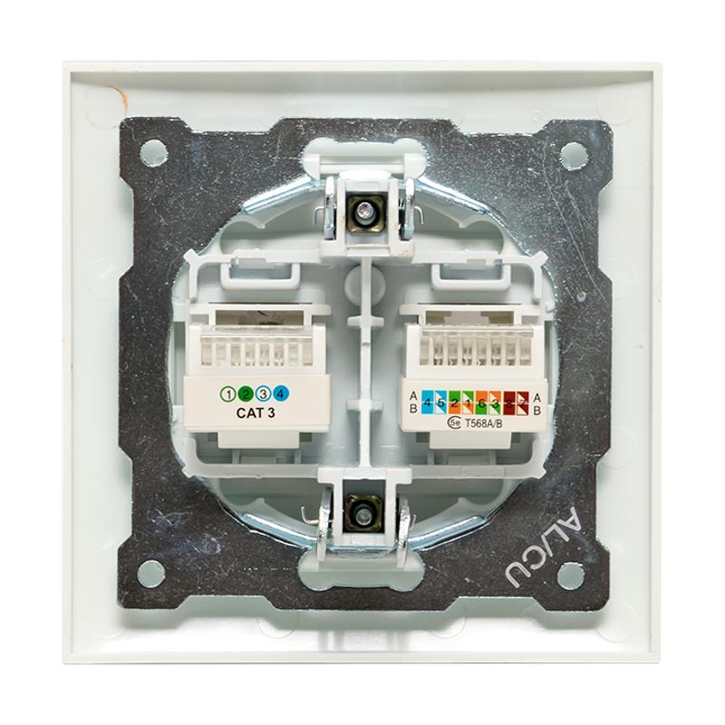 Валенсия розетка RJ-45+RJ11 2-местная белая EKF PROxima | EWK02-035-30 | EKF — миниатюра 6