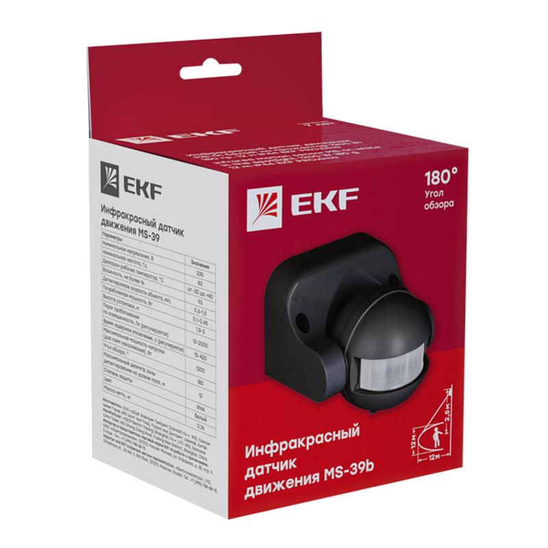 Датчик движения ИК настенный 1200Вт 180гр. до 12м IP44 MS-39b черный EKF PROxima |  dd-ms-39b |  EKF — миниатюра 2
