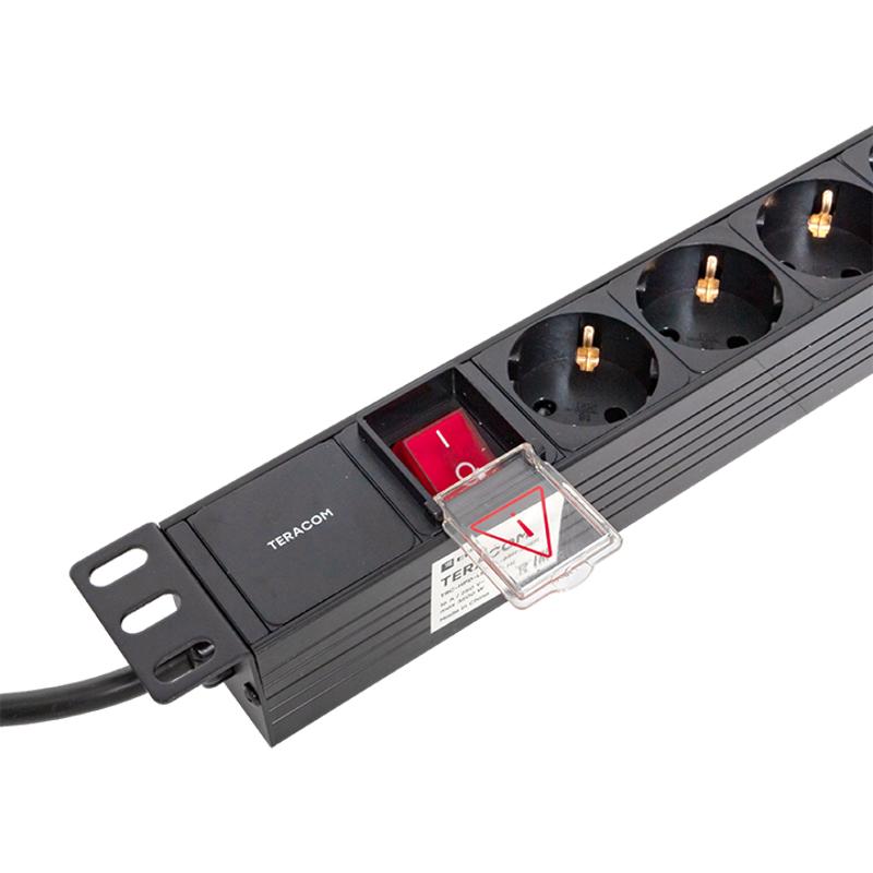 Блок розеток PDU TERACOM 19" 1U 16А/250В 6 розеток Schuko 2 метра 3x1,5 мм2 вилка Schuko | TRC-HPD-LS-16A-6SH-2MSH | EKF — миниатюра 7