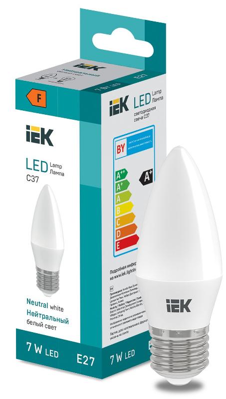 Лампа светодиодная Candle C37 600lm 4000K E27 | LL-I-C37-7-230-40-E27 | IEK — IEK (ИЭК)