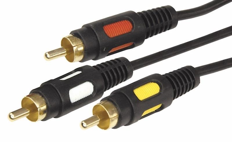 Шнур 3 RCA - 3 RCA, длина 1,5 метра, черный (GOLD) | 17-0212 | REXANT — REXANT