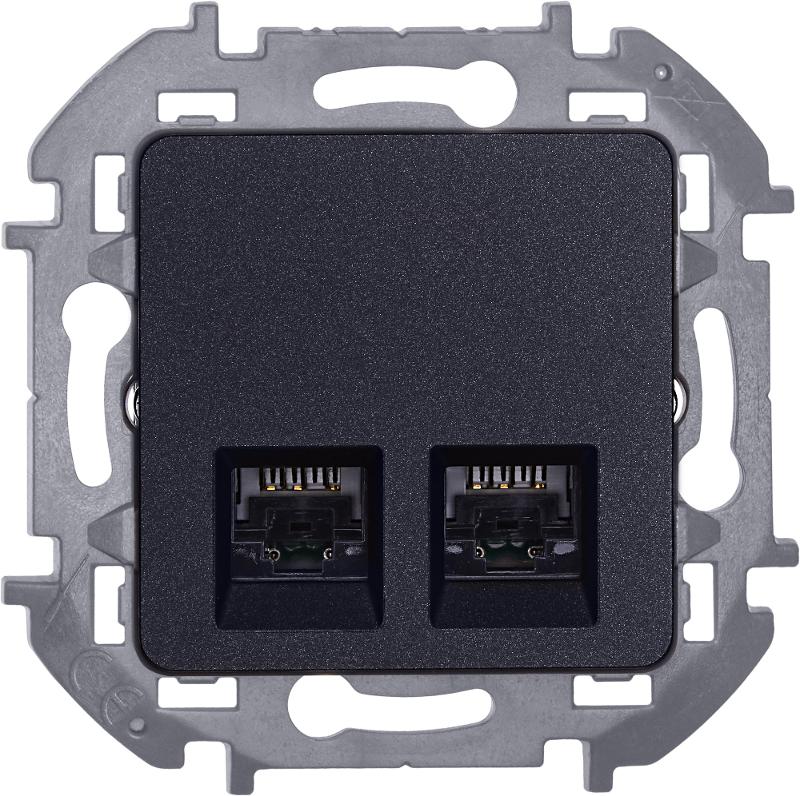 Inspiria Антрацит Розетка 2-ая компьютерная RJ45 С/У категория 5e UTP — миниатюра 8