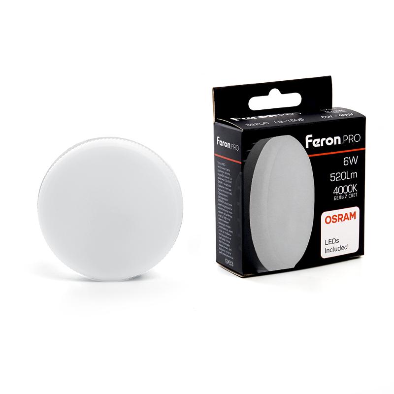 Лампа cветодиодная, (6W) 230V GX53 4000K, LB-1506 OSRAM LED| 38200 | FERON — Feron