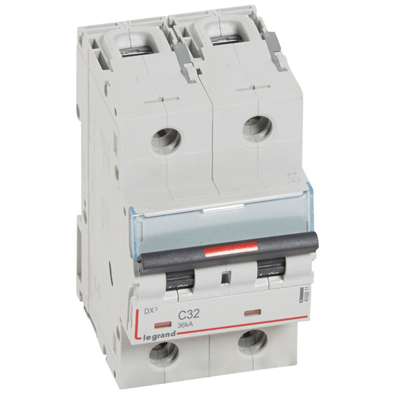 Выключатель автоматический двухполюсный DX3 32A C 36кА (3 мод) | 410011 | Legrand — Legrand