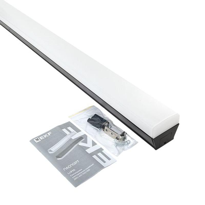 Светильник светодиодный линейный ДБО-120 черный 48Вт 6500К 1180x65x70 IP20 LUMA | LBL-120-48-B-6500 | EKF — миниатюра 6