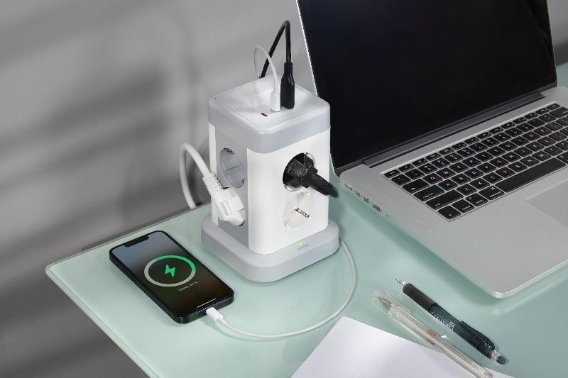 DOMINIC Удлинитель У08K 1,5м 3х1мм2 USB A+C 20Вт сер | DN-YP30-16-08-01-ZKU-K41 | IEK — миниатюра 10
