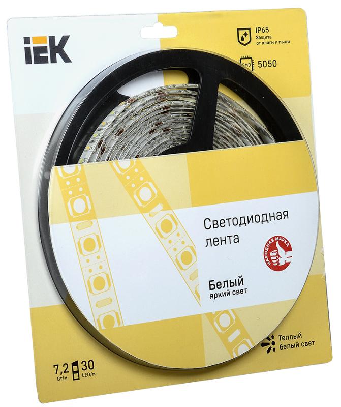Лента светодиодная LSR-5050WW30 7,2Вт 12В 3000К IP65 5м | LSR2-1-030-65-1-05 | IEK — IEK (ИЭК)