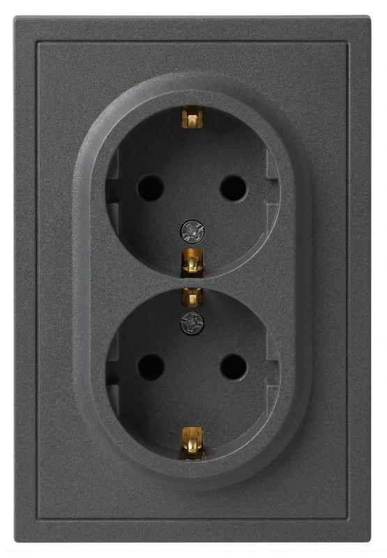Розетка Galaxy 15-2104-06 с заземлением двойная 2X2P+E Schuko 16А-250В IP20 графит | Б0070687 | ЭРА — ЭРА (Энергия света)
