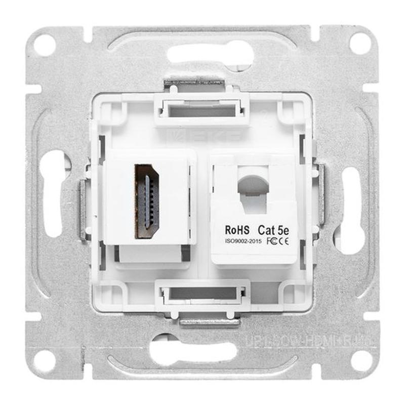 Механизм розетки HDMI+RJ45 (cat5), белый Эпика EKF | UP1-SOW-HDMI+RJ45 | EKF — миниатюра 7