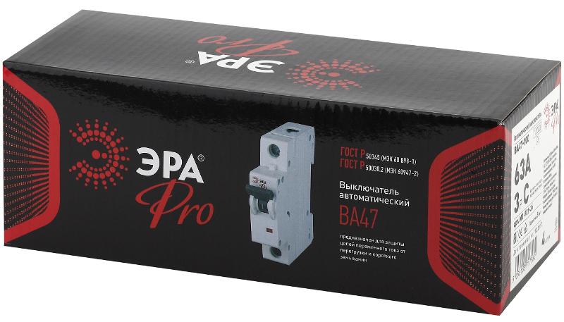 Выключатель автоматический трехполюсный Pro Pro NO-901-36 ВА47-100 3P 63А кривая C | Б0031797 | ЭРА — миниатюра 2