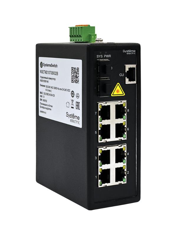 Управляемый промышленный коммутатор Ethernet L2, 8x10/100/1000BaseT, 2x100/1000/2500BaseX SFP | NSETM210T08X02B | SE — Systeme Electric