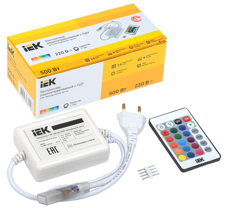 Контроллер с ПДУ ИК RGB 3 канала 220В 3А 500Вт | LSC1-RGB-500-IR-20-220-B | IEK — фото 1 | Sento