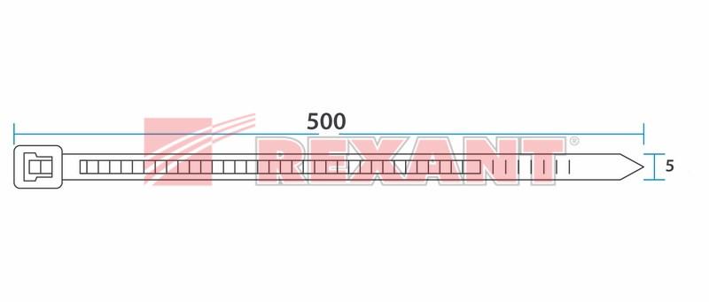 Стяжкa нейлоновая 500 x 4,8 мм, черная (упак. 100 шт) | 07-0501 | REXANT — миниатюра 4