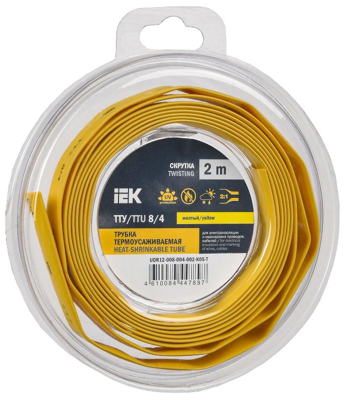 Трубка термоусадочная ТТУ нг-LS 8/4 желтая (2м/упак) IEK | UDR12-008-004-002-K05-T | IEK — IEK (ИЭК)