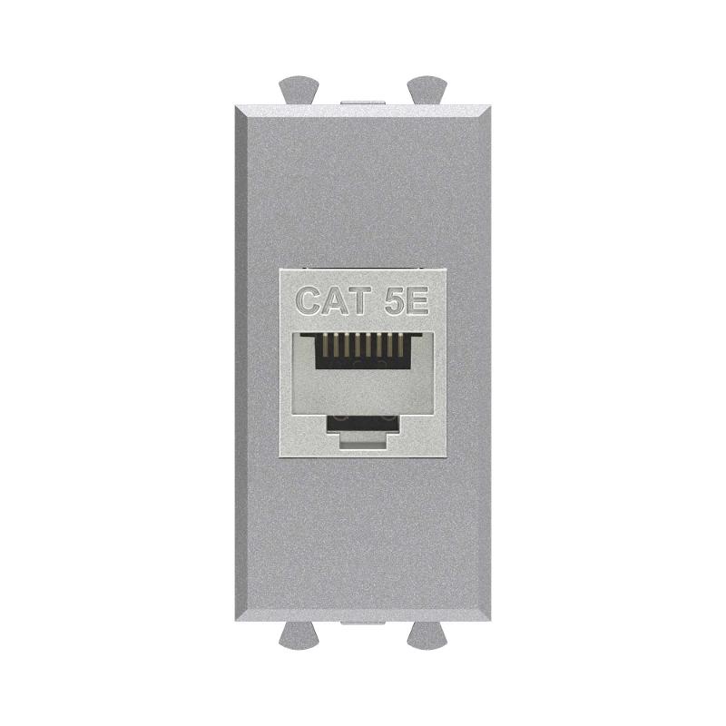 Компьютерная розетка RJ-45 без шторки модульная, кат.5е экранированная, "Avanti", "Закаленная сталь", 1 модуль | 4404761 | DKC — миниатюра 1