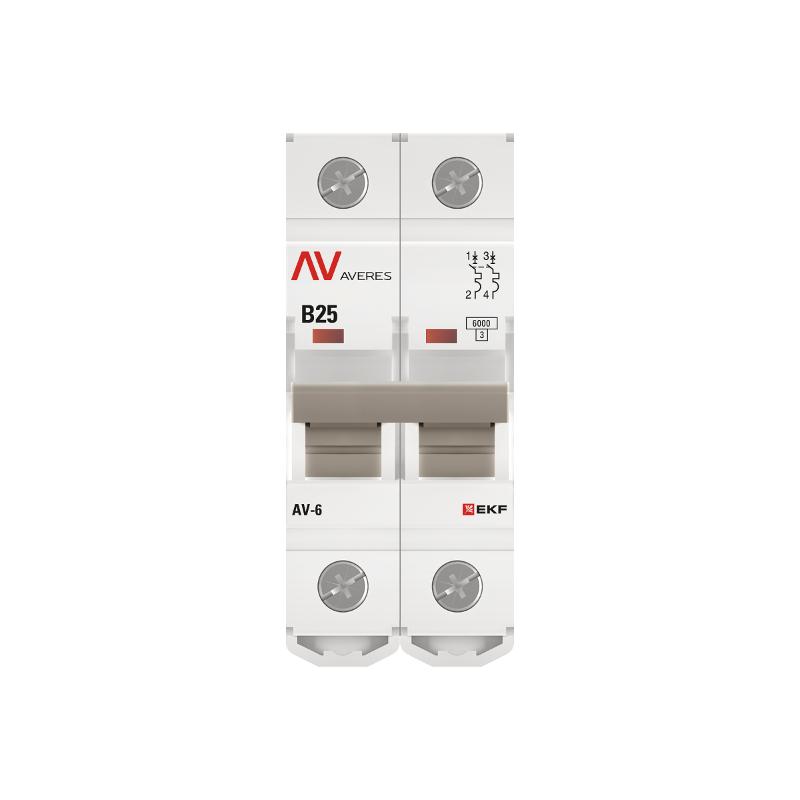 Выключатель автоматический двухполюсный AV-6 25А B 6кА AVERES | mcb6-2-25B-av | EKF — миниатюра 7