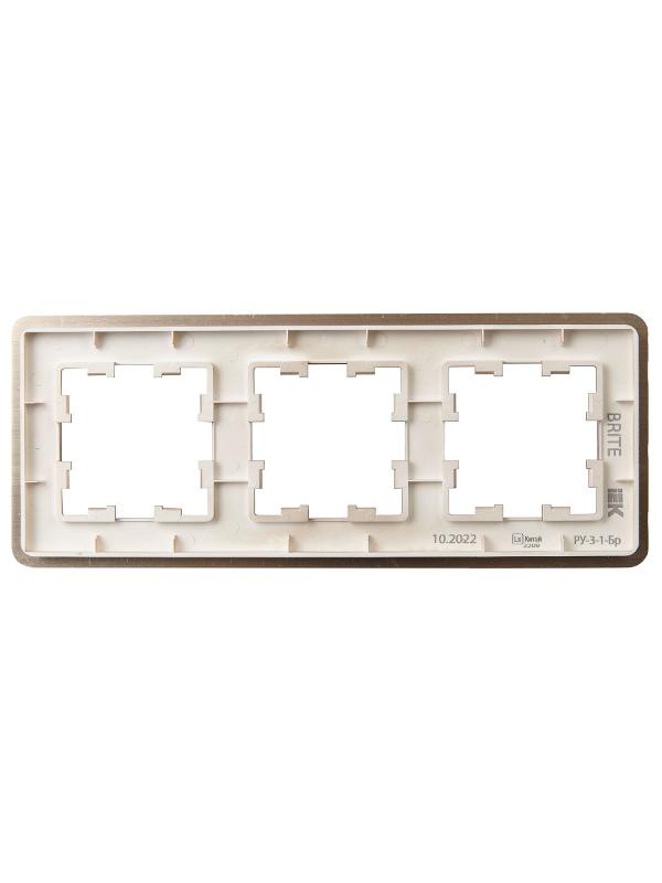 BRITE Рамка 3-ая РУ-3-1-Бр металл шампань RE AL | BR-M32-M-21-K37 | IEK — миниатюра 3