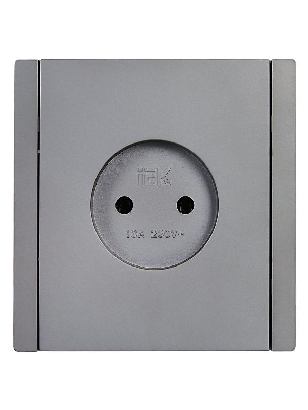 FORTE&PIANO Розетка без заземления, со шторками в/к 10А FP517 сталь | FP-R13-10-K46 | IEK — миниатюра 2