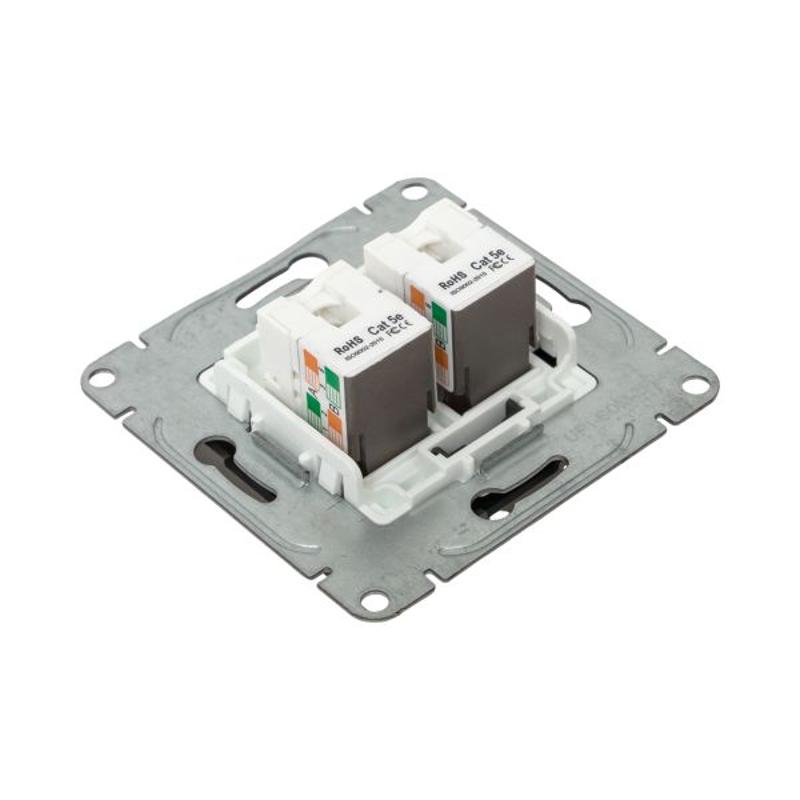 Механизм розетки RJ45 - 2шт, (cat5), мокко Эпика  |UP1-SOM-2RJ45-5| EKF — миниатюра 6
