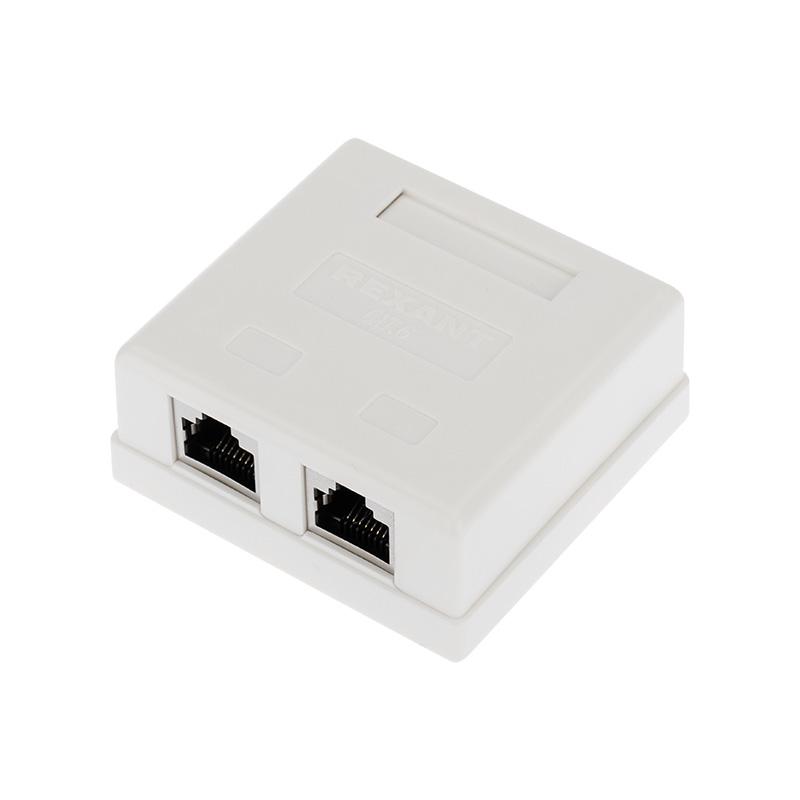 Рoзетка компьютерная внешняя, 2-порта RJ-45 (8P8C), FTP экранированная, категория 6, | 03-0146 | REXANT — REXANT