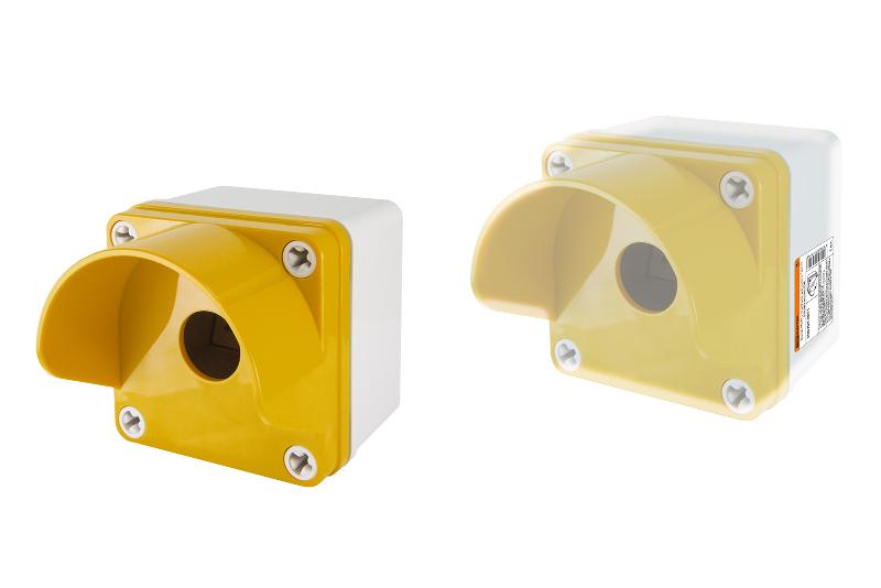 Корпус КП101 c козырьком для кнопок 1 место IP66 ABS желтый | SQ0705-0011 | TDM — TDM ELECTRIC