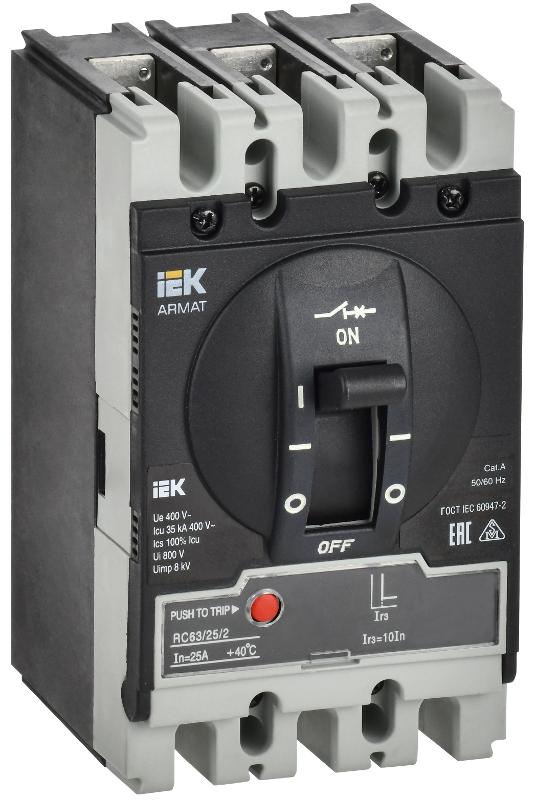 ARMAT Авт. выкл. лит. корпус 3P S 35кА 25А э/м рег. IEK | AR-MCCB-3S-035-0025A-MTUC | IEK — фото 1 | Sento