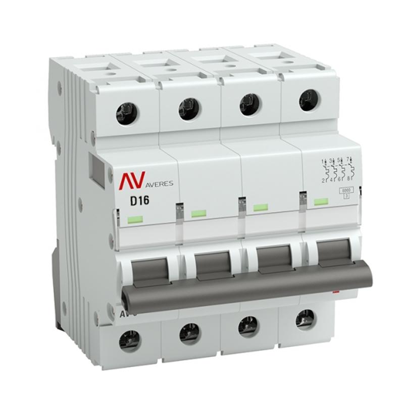Выключатель автоматический четырехполюсный AV-6 16А D 6кА AVERES | mcb6-4-16D-av | EKF — EKF