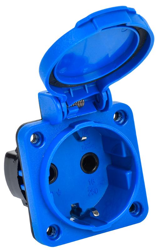 Розетка панельная 2Р+РЕ 16А з/к с крышкой IP54 синяя MAGNUM РП12-3 | PSN71-016-3-2-54-K07 | IEK — IEK (ИЭК)