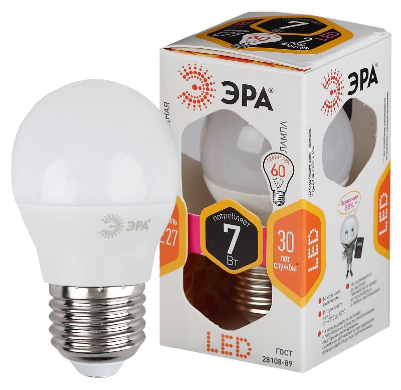 Лампа светодиодная LED 7Вт Е27 220В 2700К smd P45 шар | Б0020550 | ЭРА — миниатюра 1