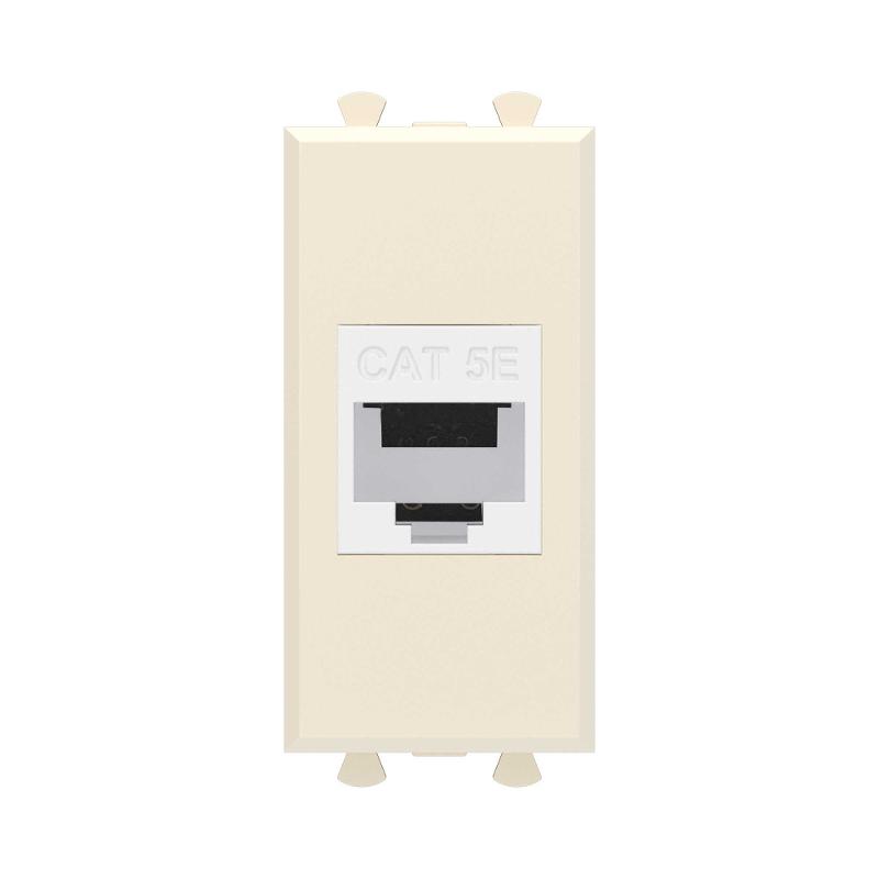 Компьютерная розетка RJ-45 без шторки модульная, кат.5е, "Avanti", "Ванильная дымка", 1 модуль | 4405661 | DKC — DKC (ДКС)