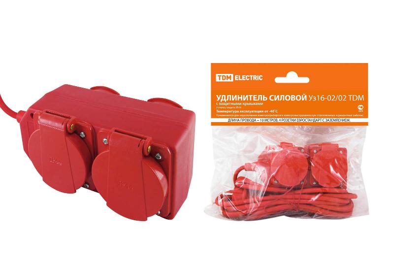Удлинитель силовой Уз16-02/02  (с крышками IP44, 4 места/10м КГ3х1,5) | SQ1302-0021 | TDM — фото 1 | Sento