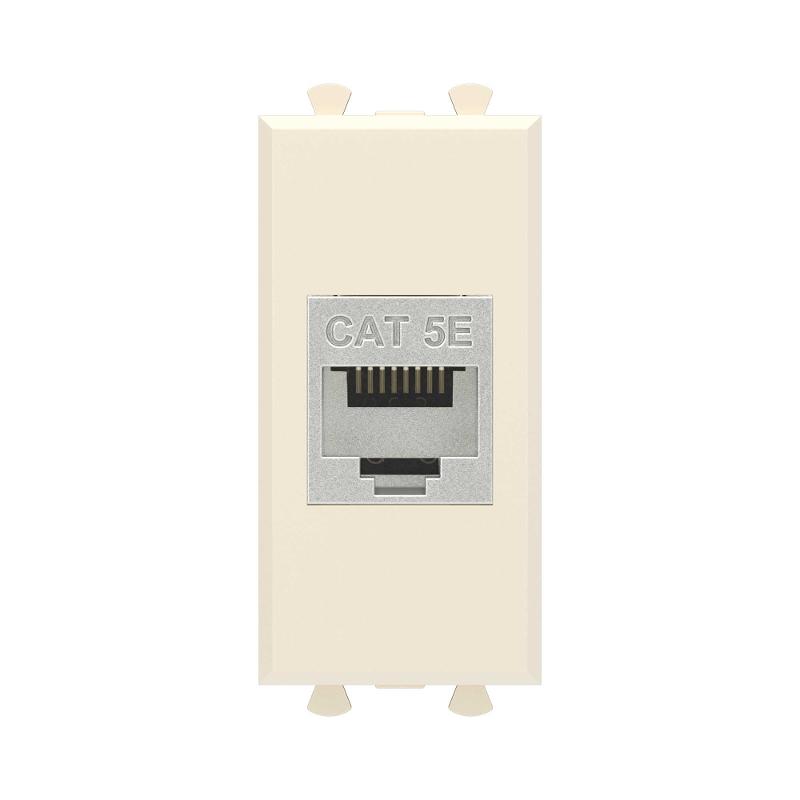 Компьютерная розетка RJ-45 без шторки модульная, кат.5е экранированная, "Avanti", "Ванильная дымка", 1 модуль | 4405761 | DKC — DKC (ДКС)