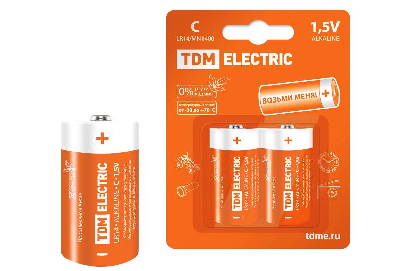 Элемент питания LR14 C Alkaline 1,5V BP-2  | SQ1702-0011 | TDM — TDM ELECTRIC